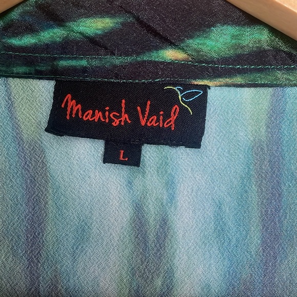 Manish Vaid large nwot rayon versaceromper gold beaded button front collared - Picture 4 of 9